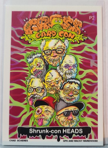 GARBAGE PAIL KIDS SKETCH CARD GROSS CARD CON GLOWING AMBER SCHERES SHRUNK HEADS - Picture 3 of 5