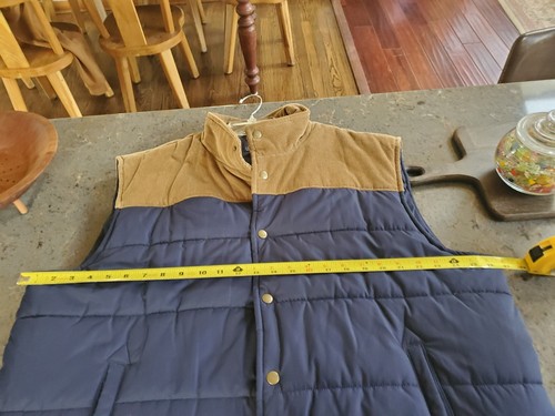 J. Crew Authentic Outerware Men's Quilted NAVY AND Corduroy Vest• Sz. XXL - Picture 7 of 8