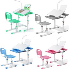 Scrivania per Bambini Scrivania per Studenti Tavolo e Sedia LED Altezza Regolabile