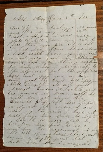 95th Illinois Infantry Civil War Letter Vicksburg Gunboats Rebels Have Yield