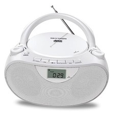 Portable CD Player Bluetooth Boombox with AM/FM Radio, USB, AUX-in, White