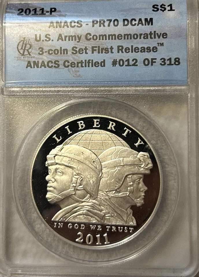 2011 P US Army Commemorative Silver $1 ANACS PR 70 - Image 2 of 3