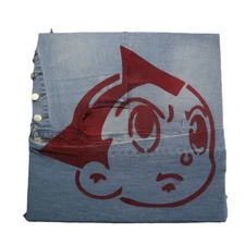 Astro Boy Graffiti Art Upcycled Distressed Fabric Red 06 / 09 Wall Art 18 x 18