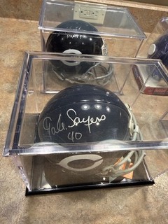 4 mini caschi autografati Chicago Bears Butku Ditka Sayers Hampton