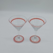 Cocktail Glass Red Panache By Dema Vintage Martini Glass. Red Striped.