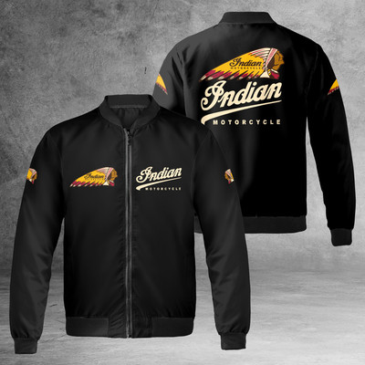 Indian Biker Logo Printed Windproof Bomber Jacket,Motorcycles Jacket