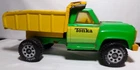 Vintage metal green and yellow Tonka dump truck #13190