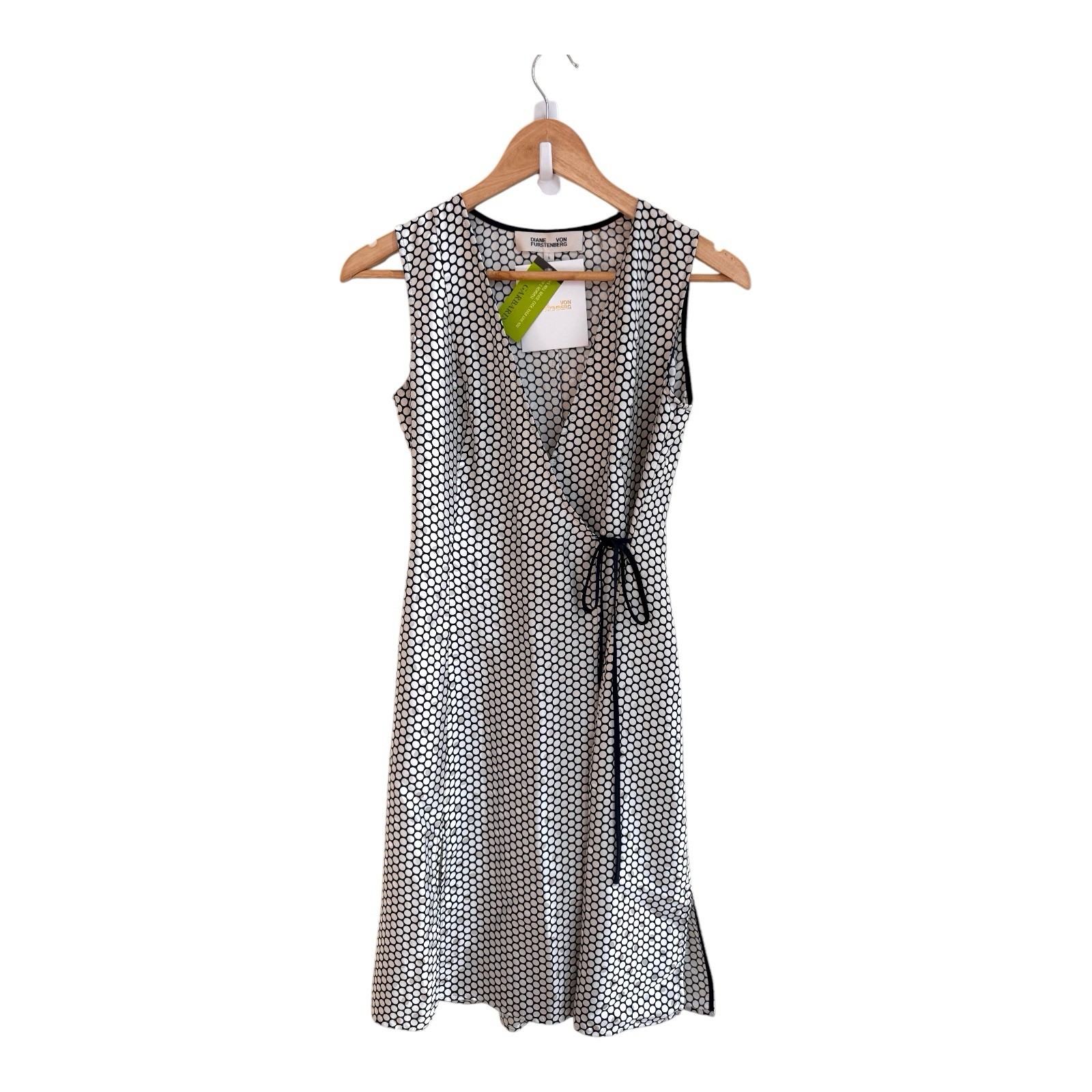 Diane Von Furstenberg Geometric Dot Print Sleeveless Wrap Dress Womens Size 0