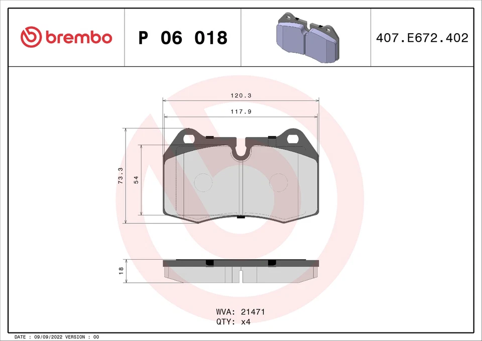 Conjunto de pastilhas de freio compatível com MASERATI SPYDER 4.2 dianteiro 2001 em M138 Brembo 380201039 novo - Imagem 2 de 4