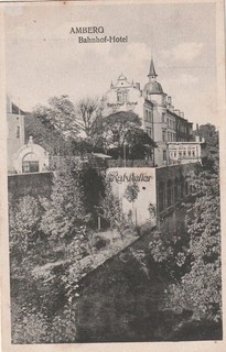 AK Amberg Bahnhof Hotel Ratskeller 1921 gel.