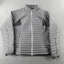 Eddie Bauer First Ascent Puffer Jacket Women Large Gray Stormdown 800 Goose Coat