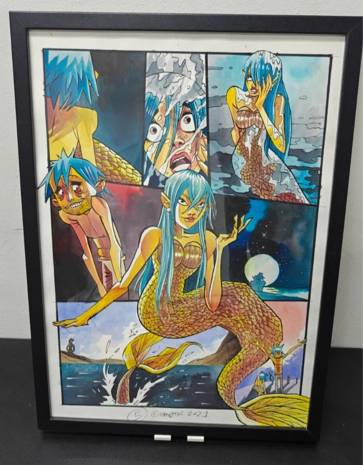Hand Drawn Water Colored Comic Page Artwork - Image 2 of 3
