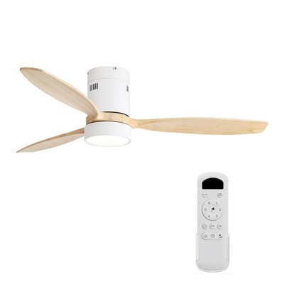 Sofucor 52 inch Solid Wood Low Profile Ceiling Fans w/ Lights and Remote Bedroom