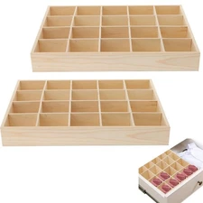 Set of 2 - Wooden Drawer Organizers with 20 Compartments | Space-Saving Belt,...