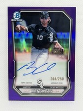 2026 Bowman Chrome Billy Carlson Purple Refractor Auto /250 - Chicago White Sox