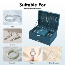 Jewelry Organizer Storage Case Flannel Jewellery Box With 2 Drawers Lock
