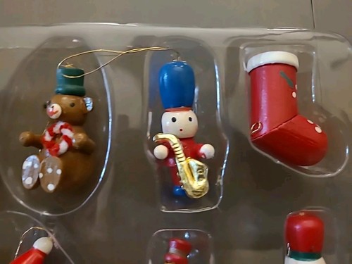 Vintage Joy Brite 24 Piece Mini Wood Christmas Ornaments Hand Painted - Picture 3 of 15