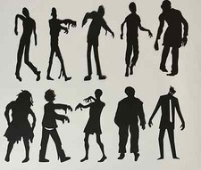 10 Zombies Silhouette Die Cut Embellishment All Different