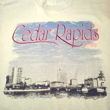 Cedar Rapids Iowa Shirt L Blue Screen Stars Best Vintage Single Stitch USA City