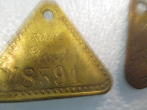 Factory Tool Check Brass Tags: FORD ROUGE "W" TOOL & DIE FACTORY; All Original - Picture 4 of 5