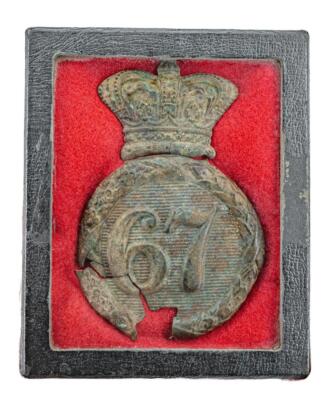 RARE BRITISH CRIMEAN WAR SHAKO PLATE ALBERT PATTERN 67th