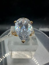 Gold pear ring three stone baguettes sterling silver cubic zirconia