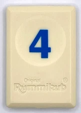 Rummikub Tile Blue 4 Game Replacement Smooth Number Engraved Back Pressman