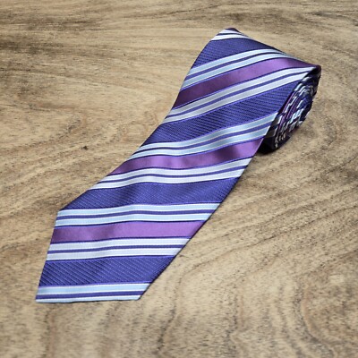 Ermenegildo Zegna Silk Blend Tie Purple/Gray Diagonal Stripe | eBay