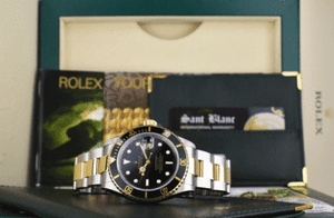 ROLEX-Mens-18kt-Gold-amp-Stainless-Submariner-Black-Index-SEL-16613-SANT-BLANC