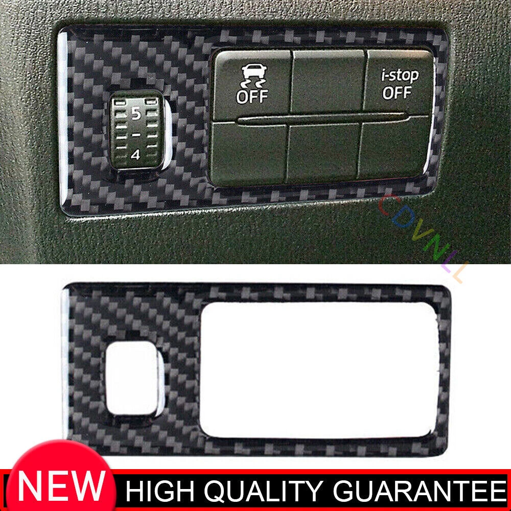 For Mazda 3 Axela 14-19 GL Vinyl Carbon Fiber Headlight Button Frame Cover Trim