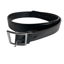 Dutyman 1611T Black Belt Full Grain Leather Silver Tone Buckle Sz 46