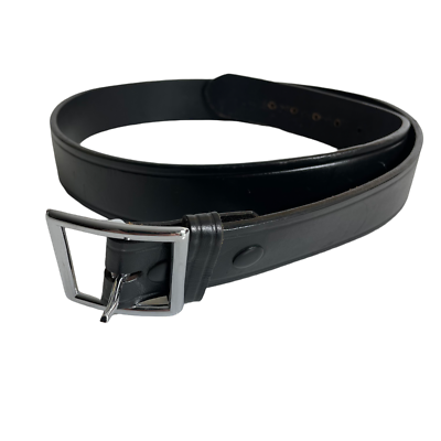 Dutyman 1611T Black Belt Full Grain Leather Silver Tone 