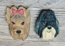 Vintage Yorkie Yorkshire Terrier Bust Fridge Magnet Lot Resin Refrigerator 2.5"
