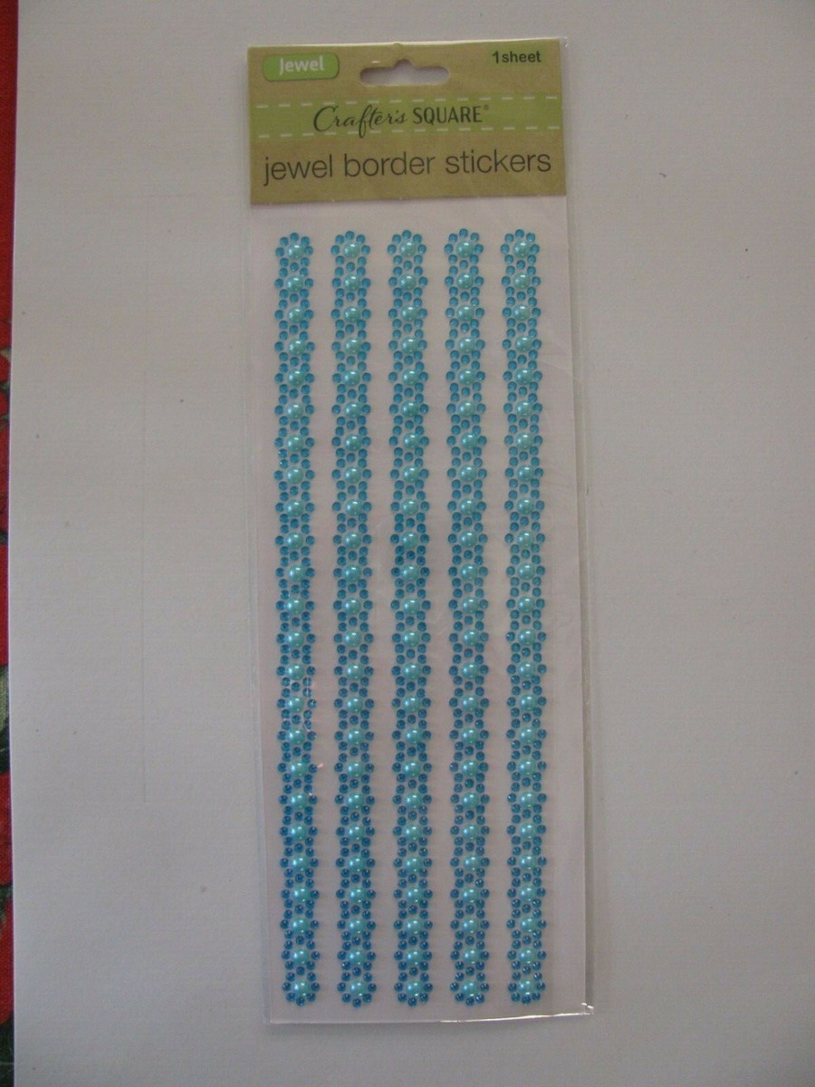 Crafters Square JEWEL BORDER STICKERS Blue 1 Sheet 3.75