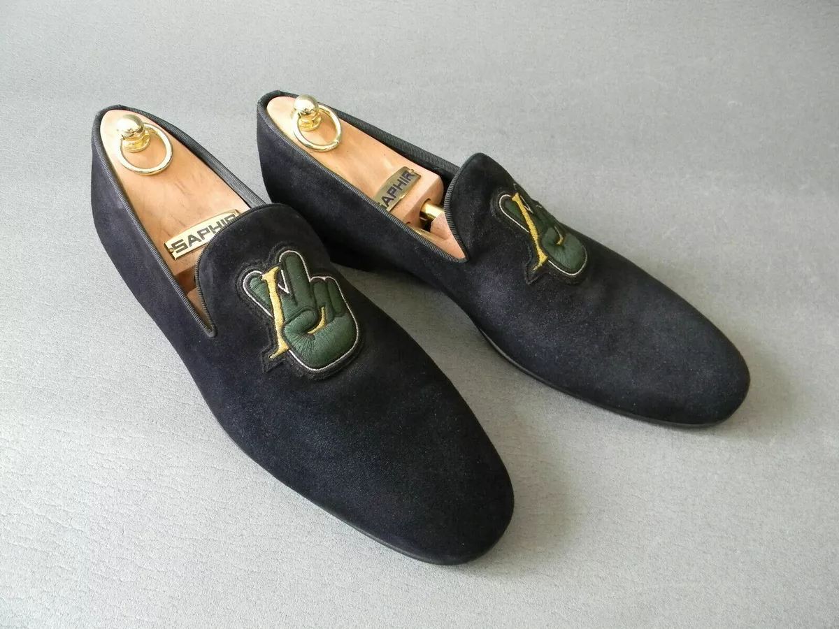 Louis vuitton blue suede loafers sale