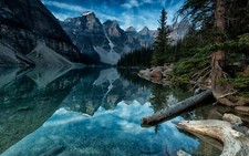 Landscape mountains forest lagoon water reflection tree Custom Gaming Mat Desk