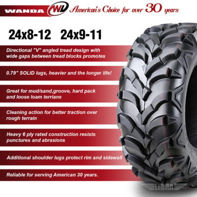 WANDA ATV/UTV Tire Set - 4 Tires, 24x8-12 Front & 24x9-11 Rear, Deep Tread For Off-Road 5 thumbnail image