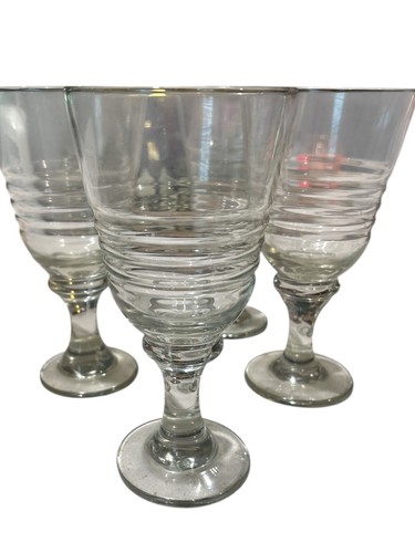 Vintage Libbey, 4 Clear Sirrus Ribbed Water, Iced Tea GobletsGlassware (012) - Picture 2 of 2