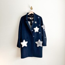 Seven Lab N.y.c. Cashmere-wool Coat With Mink Stars Navy $1030
