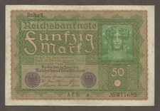 Germany 50 Mark; 24.6.1919; VF; P-66; BNB-B222a; Reihe 1 - Reichsdruckerei print