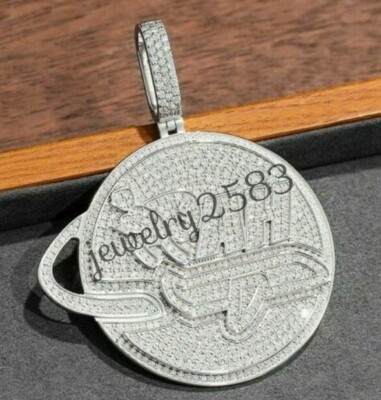 3.77Ct Cubic Zirconia Men's Custom Letter With Running Man Pendant 925 Silver