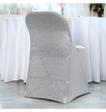 Efavormart Silver Spandex Stretch Folding Chair Cover w/Metallic Glittering