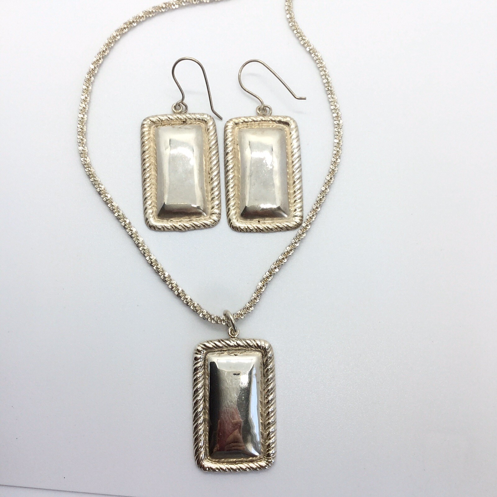 MODERNIST RECTANGULAR STERLING SILVER SET HARDY E… - image 2