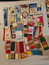 Vintage Sewing Notions Lot. Buttons, Eyelet, Zipper Repair Kit, Zippers