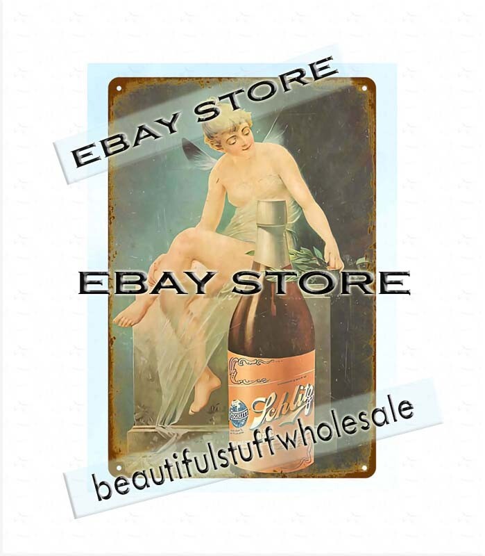 Rustic Victorian tavern beer tin sign for garage or shop wall decor-image