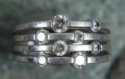 Layered Orbit Cluster Split Shank Band Ring Size 6.25 925 Sterling Clear CZ