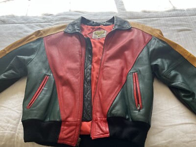 Vintage 8 Ball Jacket Mens SML Red Yellow 80's Leather Phase Vintage 8 Ball Jacket Mens SML Red Yellow 80's Leather Phase