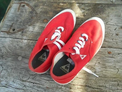 COLLECTOR BASKETS VINTAGE LE COQ SPORTIF TOILE ROUGE T 36 FR A 12€ ACH IMM FP - Photo 1/4