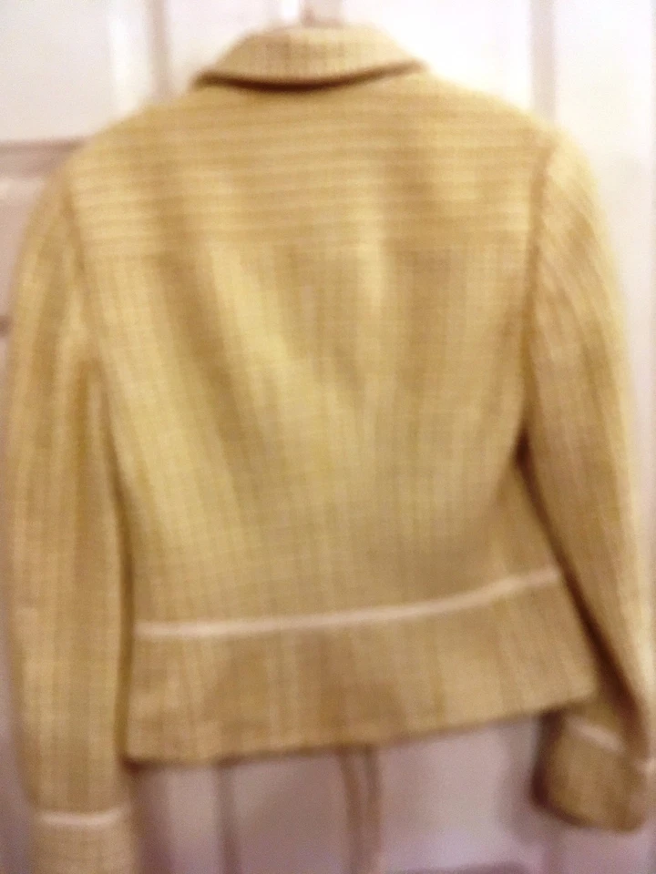 Jaqueta SEARLE Designer Lã Tweed Dente de Cão Retro Glam 3 Botões Verde Tamanho 6 NOVA - Imagem 4 de 4