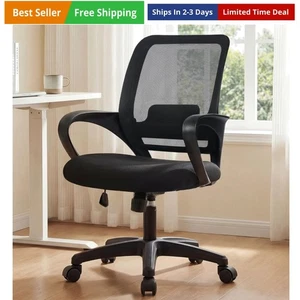 Office Desk Ergonomic Computer Mesh Chair with Lumbar Mid Back Support Adjust...
